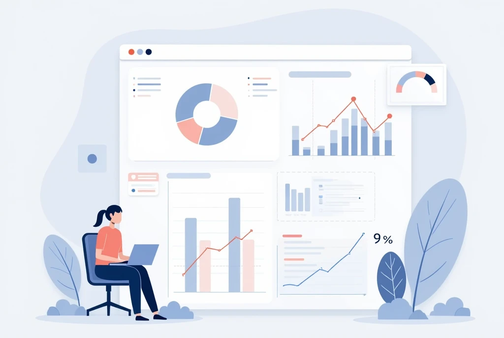Chart showing successful email campaign metrics with growth indicators